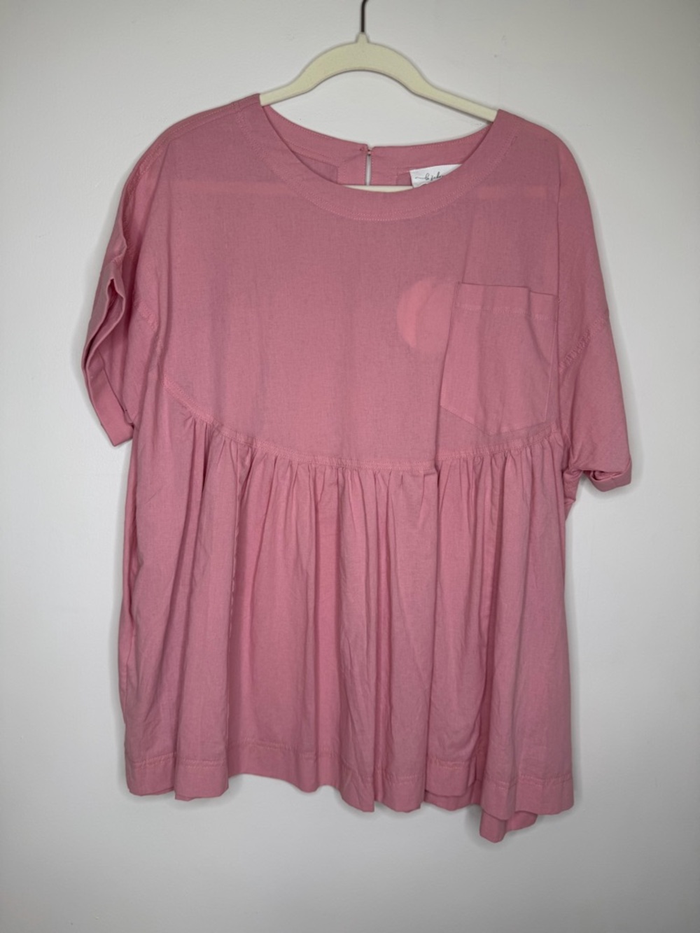 Women's Pink Peplum Pocket Top - Picture 2 of 6